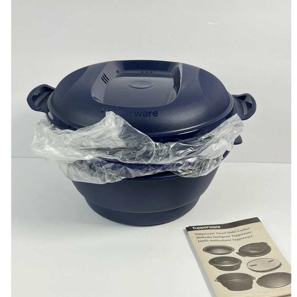 Tupperware Smart Multi-Cooker Microwave Steamer Cooker Cobalt Blue New Open Box